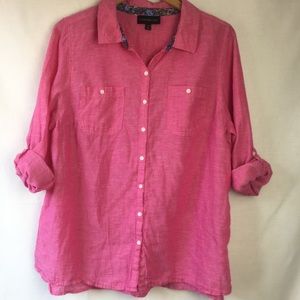 Lane Bryant Linen Cotton Blend Button Down